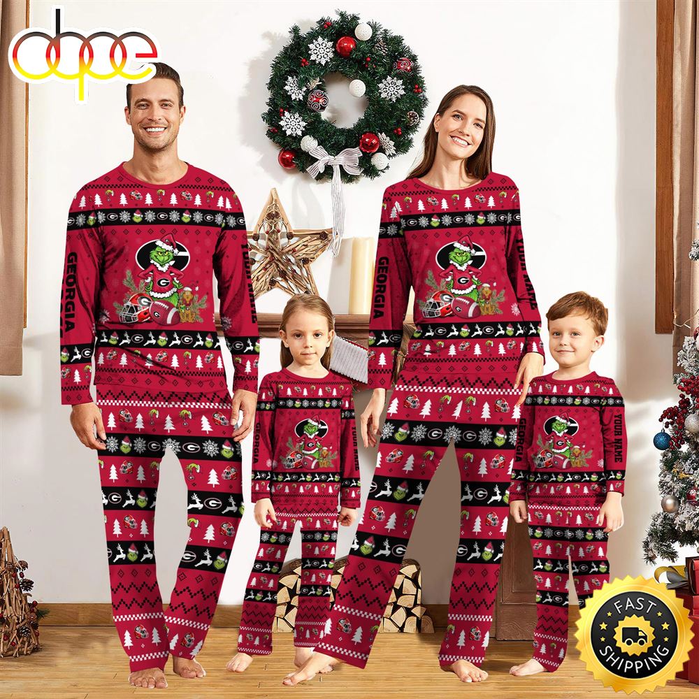 Sportswearmerch Georgia Bulldogs NCAA Grinch Christmas Personalized Pajamas For Fan