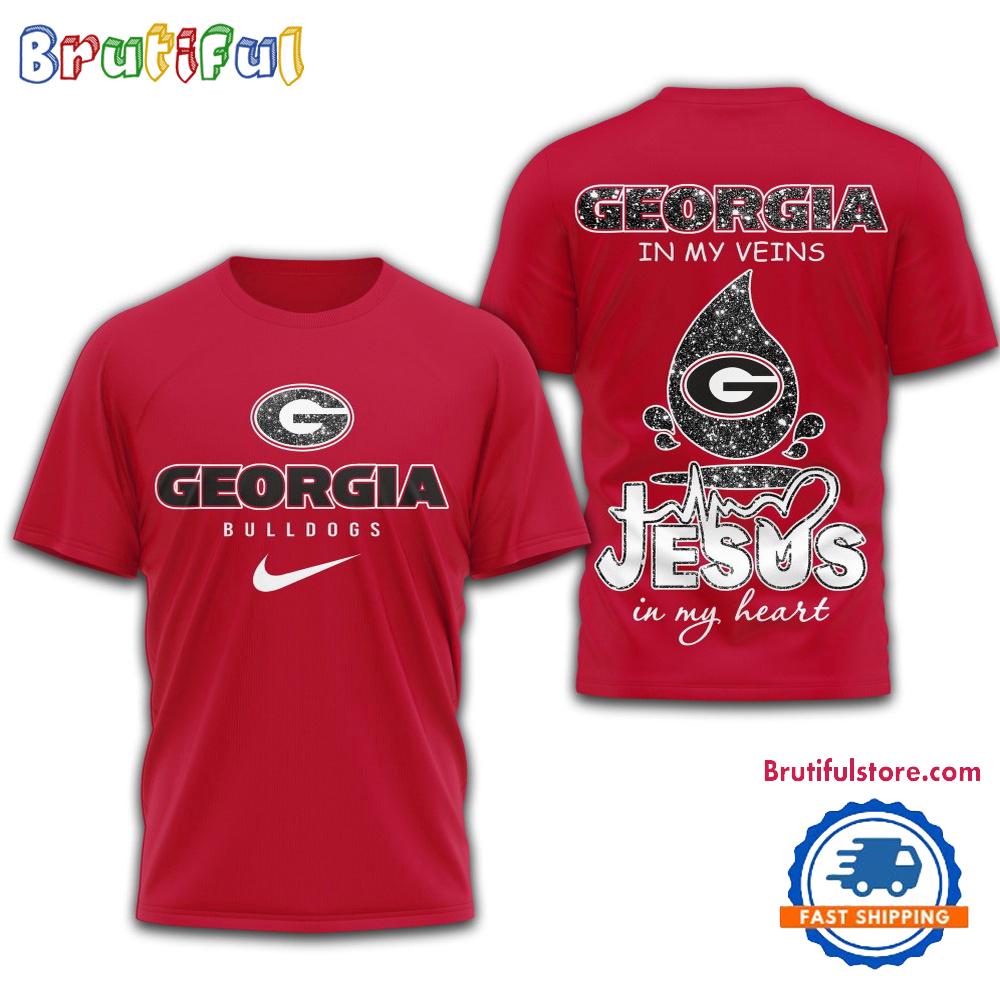 Sportswearmerch Georgia Bulldogs NCAA Jesus In My Heart T-Shirt For Fan