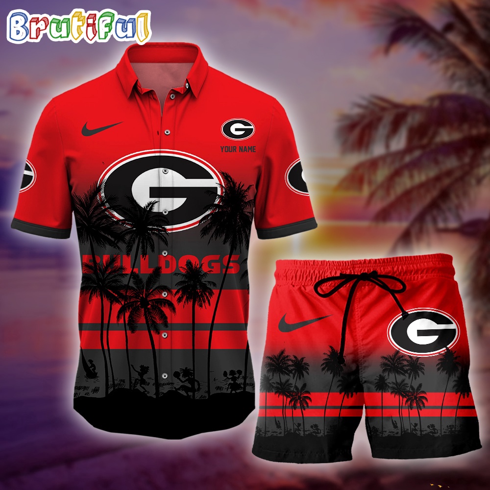 Sportswearmerch Georgia Bulldogs NCAA Palm Tree Summer Personalized Set Short Set For Fan