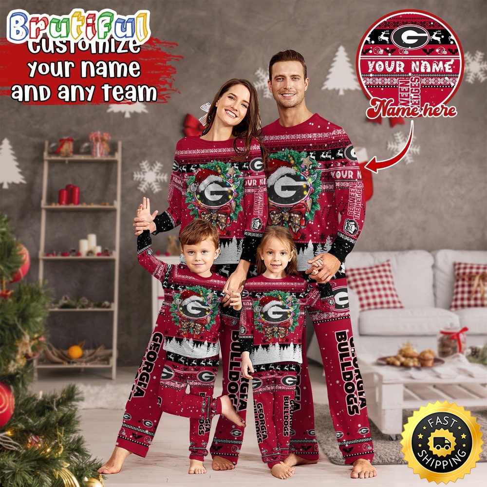 Sportswearmerch Georgia Bulldogs NCAA Personalized Pajamas Family For Fan