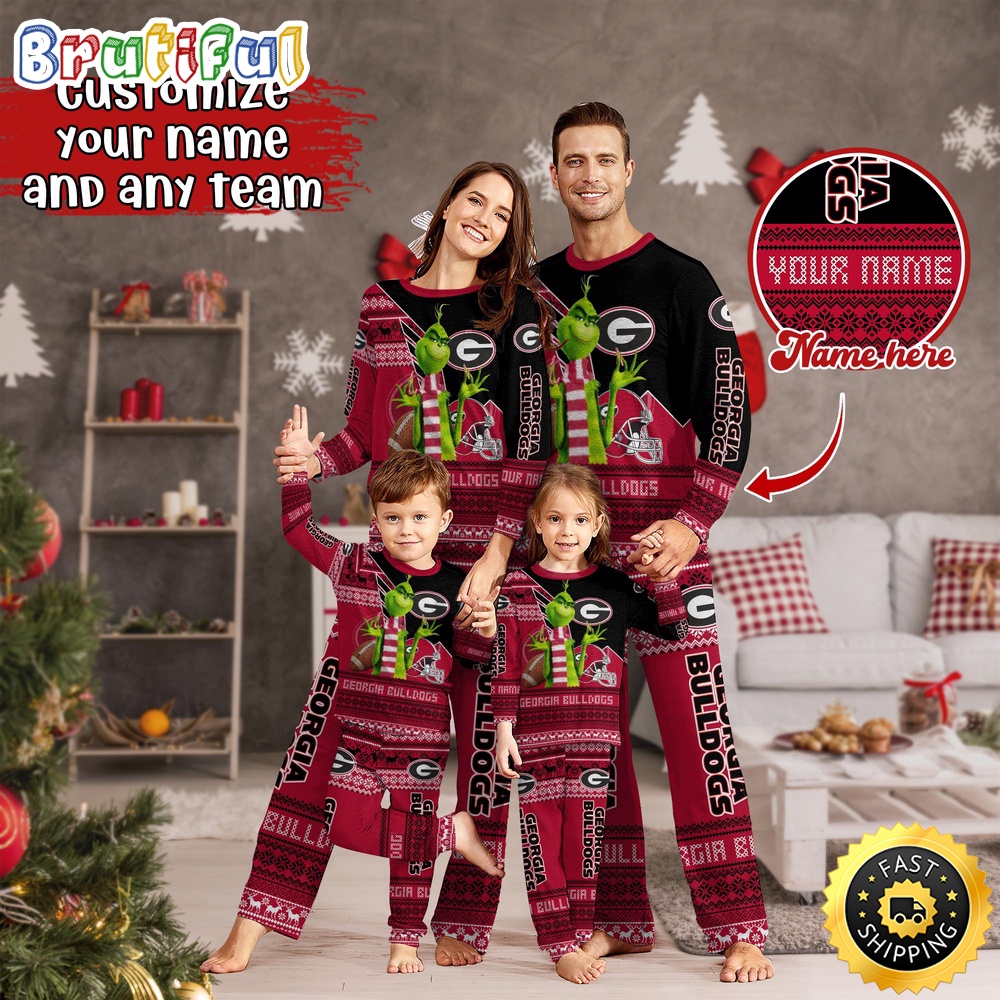 Sportswearmerch Georgia Bulldogs NCAA Personalized Pajamas Family For Fan