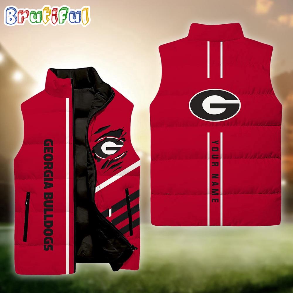 Sportswearmerch Georgia Bulldogs NCAA Personalized Sleeveless Down Puffer Jacket For Fan