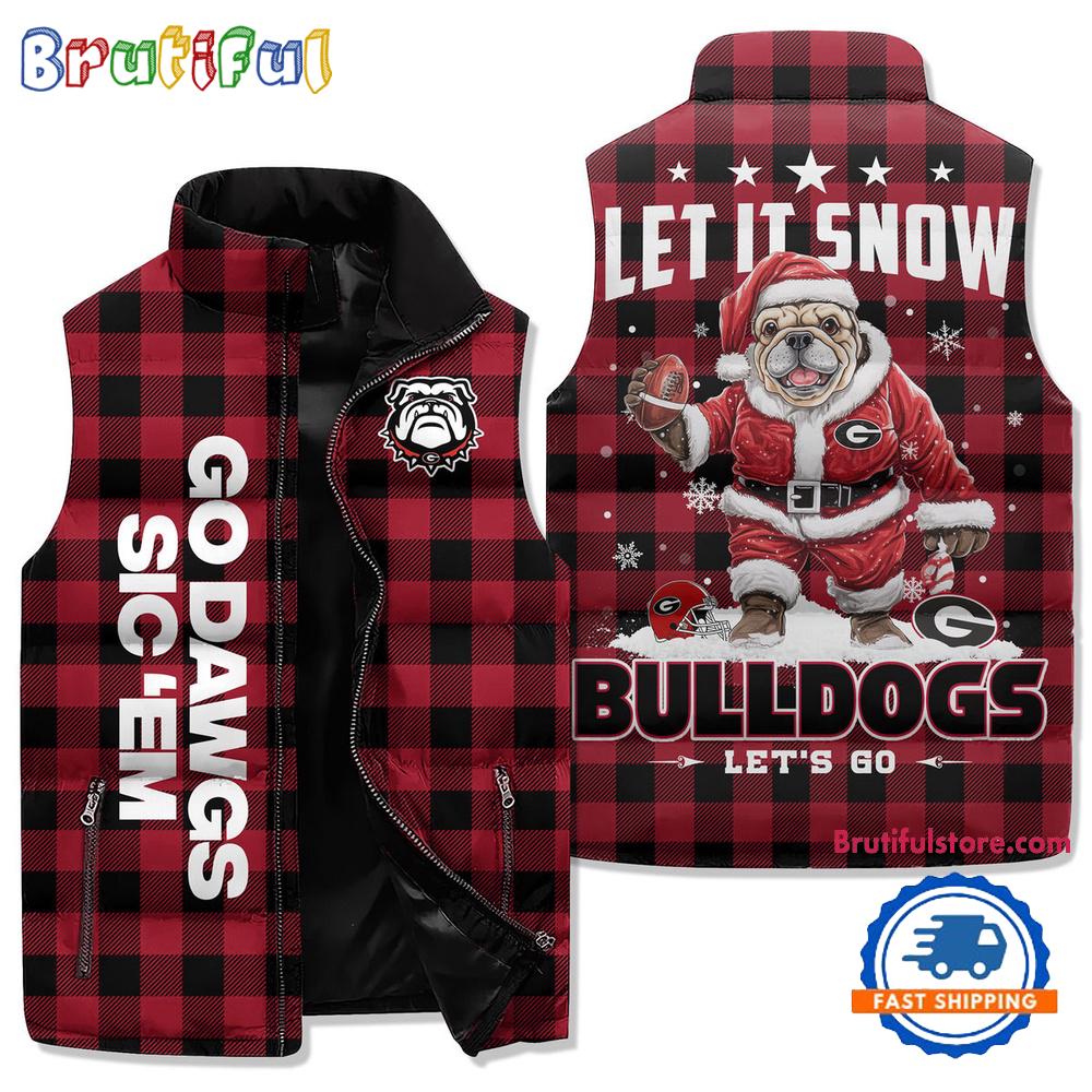 Sportswearmerch Georgia Bulldogs NCAA Sleeveless Puffer Jacket For Fan