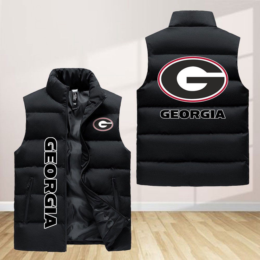 Sportswearmerch Georgia Bulldogs NCAA Sleeveless Puffer Jacket For Fans