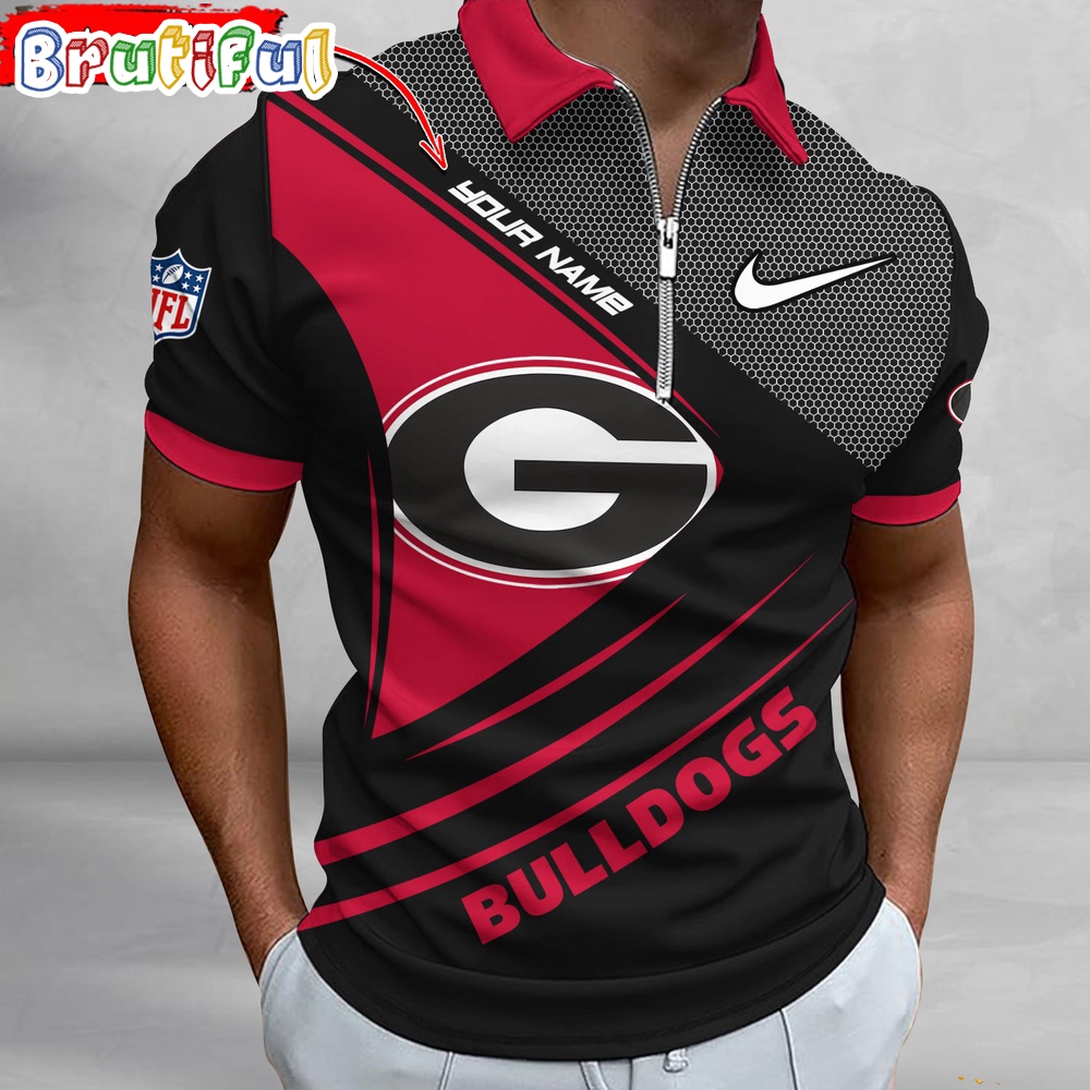 Sportswearmerch Georgia Georgia Bulldogs NCAA Personalized Zip Polo Shirt For Fan