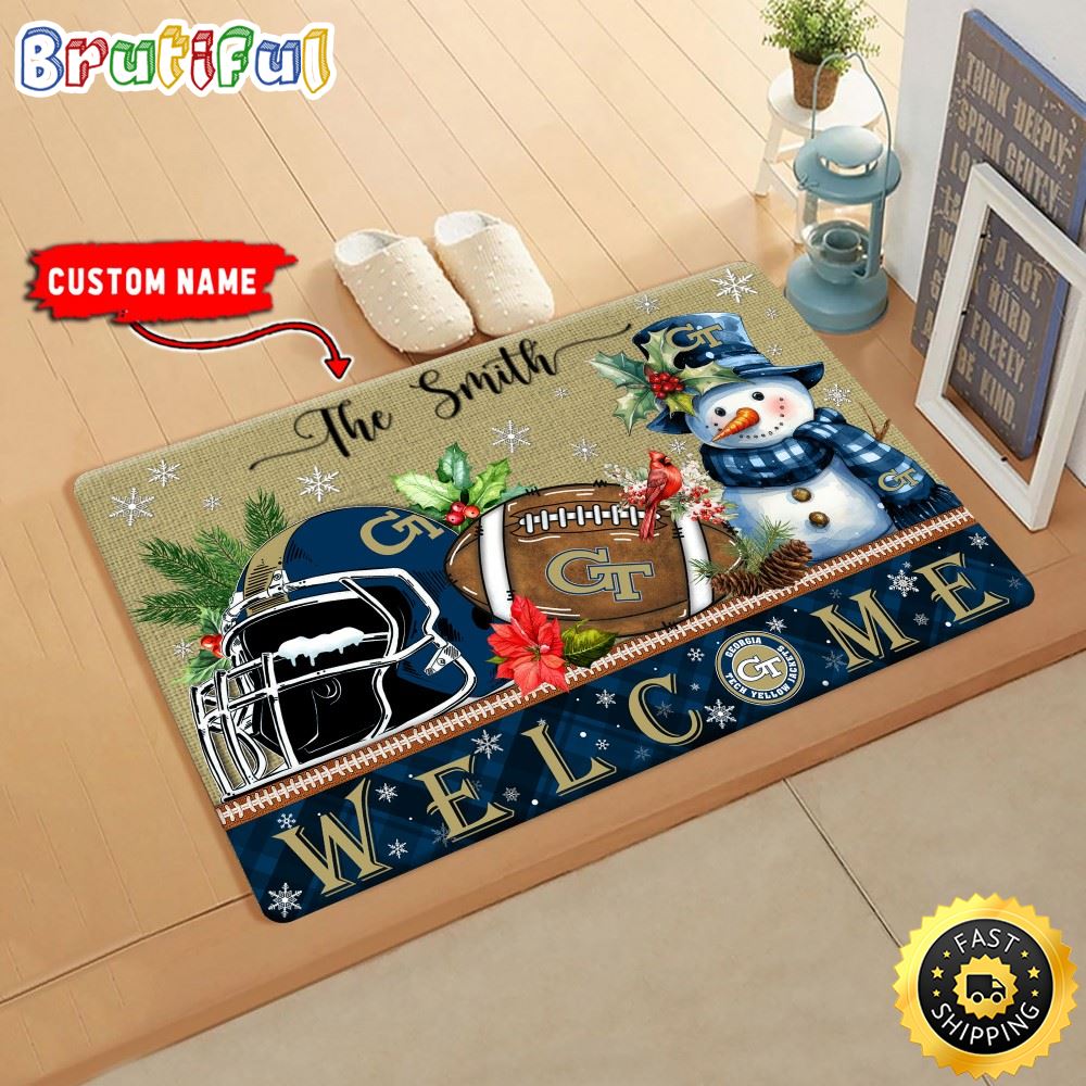 Sportswearmerch Georgia Tech Yellow Jackets NCAA Christmas Doormat For Fan