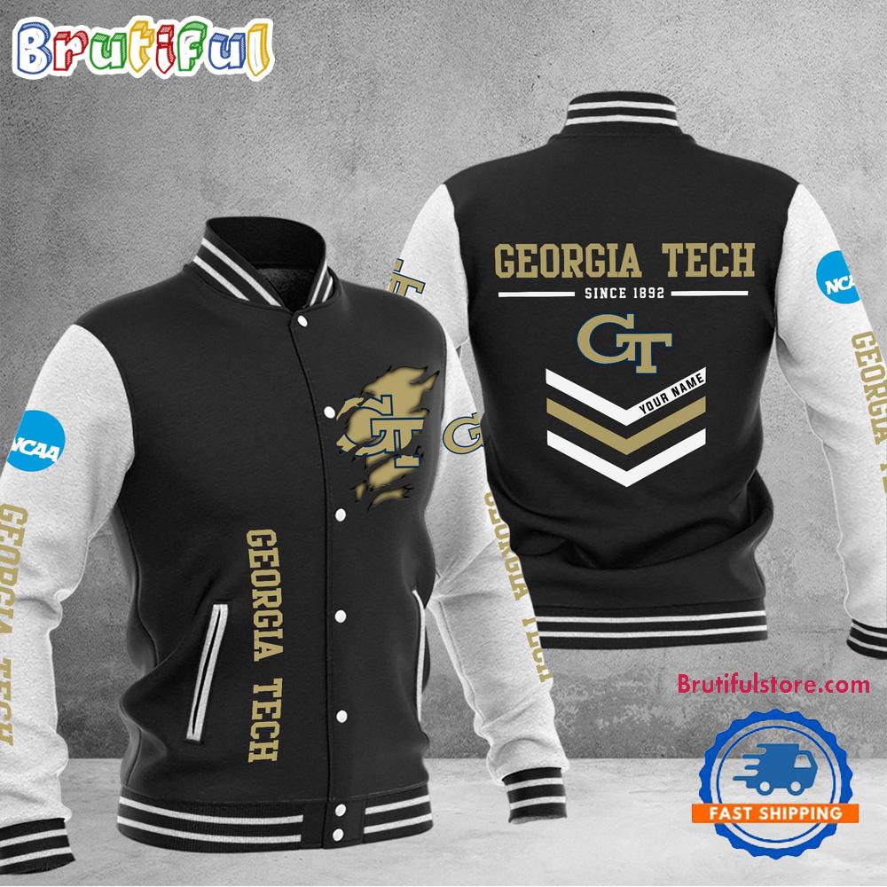 Sportswearmerch Georgia Tech Yellow Jackets NCAA Personalized Personalized Baseball Jacket For Fan