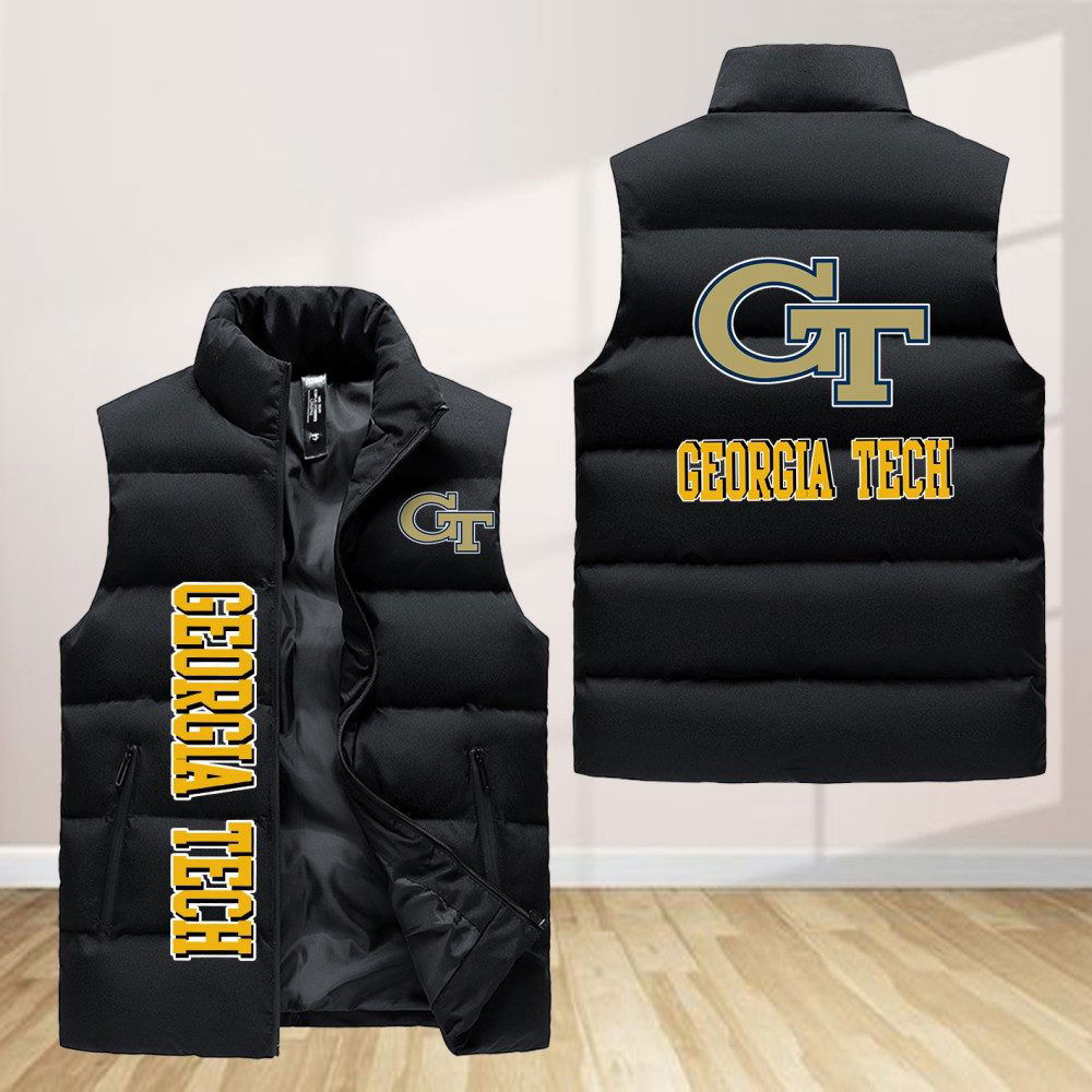 Sportswearmerch Georgia Tech Yellow Jackets NCAA Sleeveless Puffer Jacket For Fans