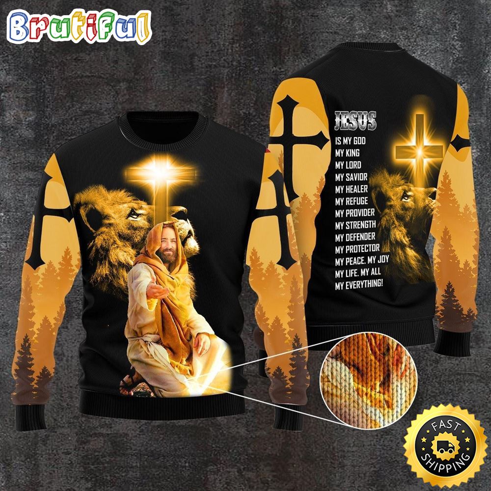 Sportswearmerch God Jesus Is My Everything Christmas Sweater For Fan