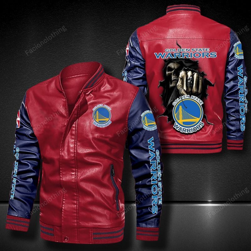 Sportswearmerch Golden State Warriors NBA Personalized Leather Bomber For Fan