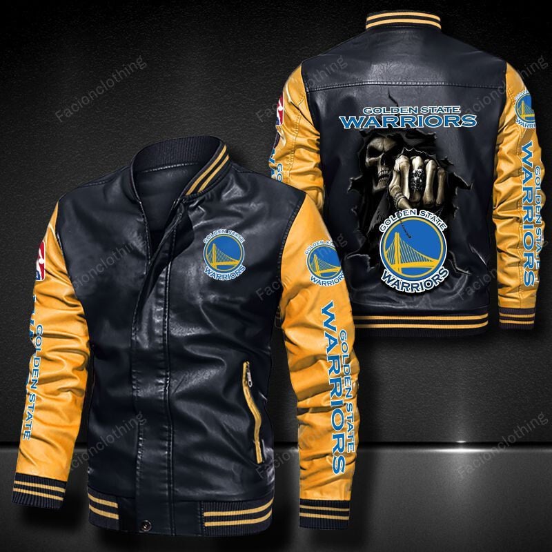 Sportswearmerch Golden State Warriors NBA Personalized Leather Bomber For Fan
