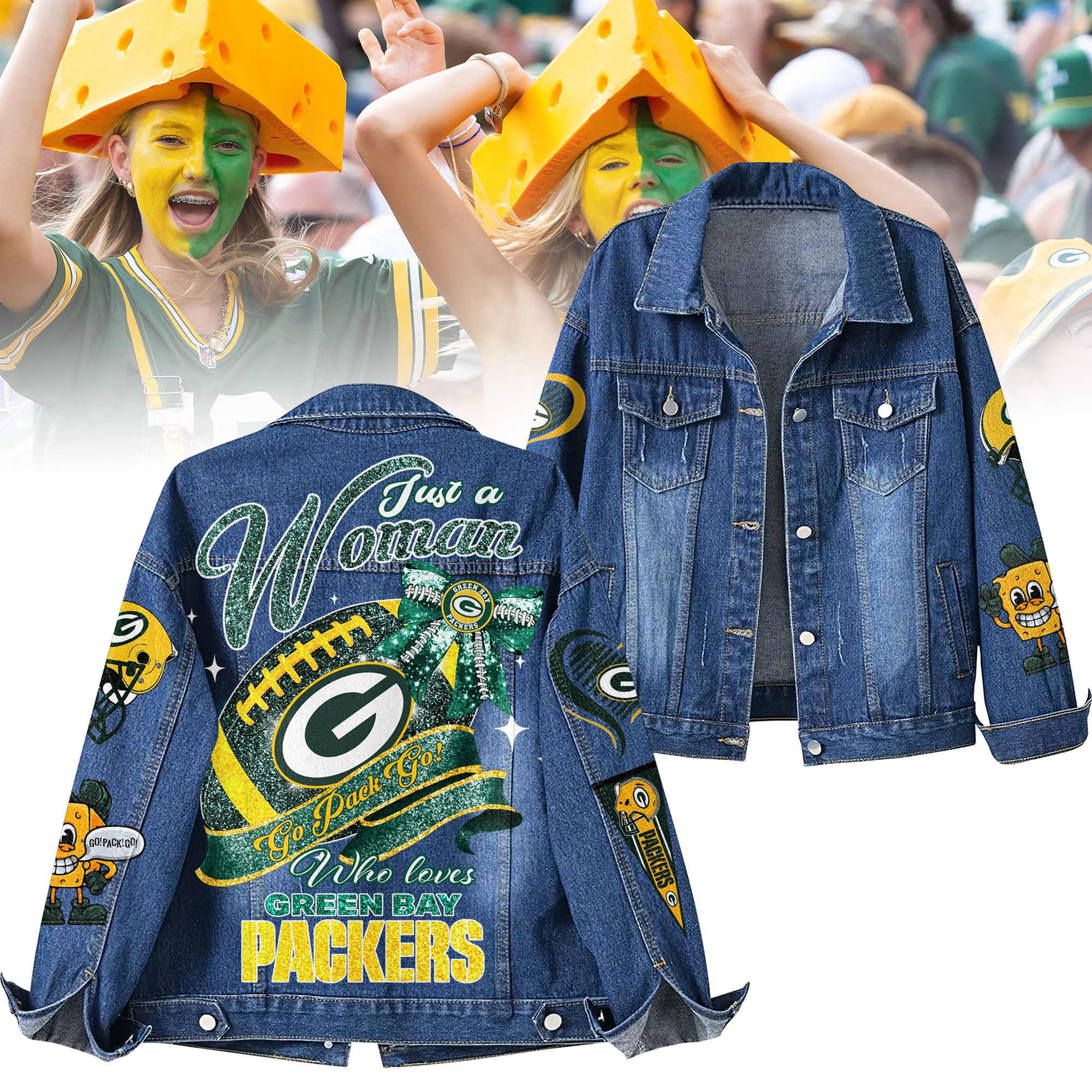 Sportswearmerch Green Bay Packers Denim Jacket Gift For Fans
