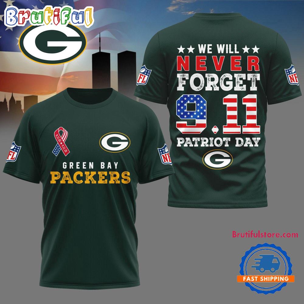 Sportswearmerch Green Bay Packers NFL And We Will Never Forget 9 11 Patriot Day T-Shirt For Fan