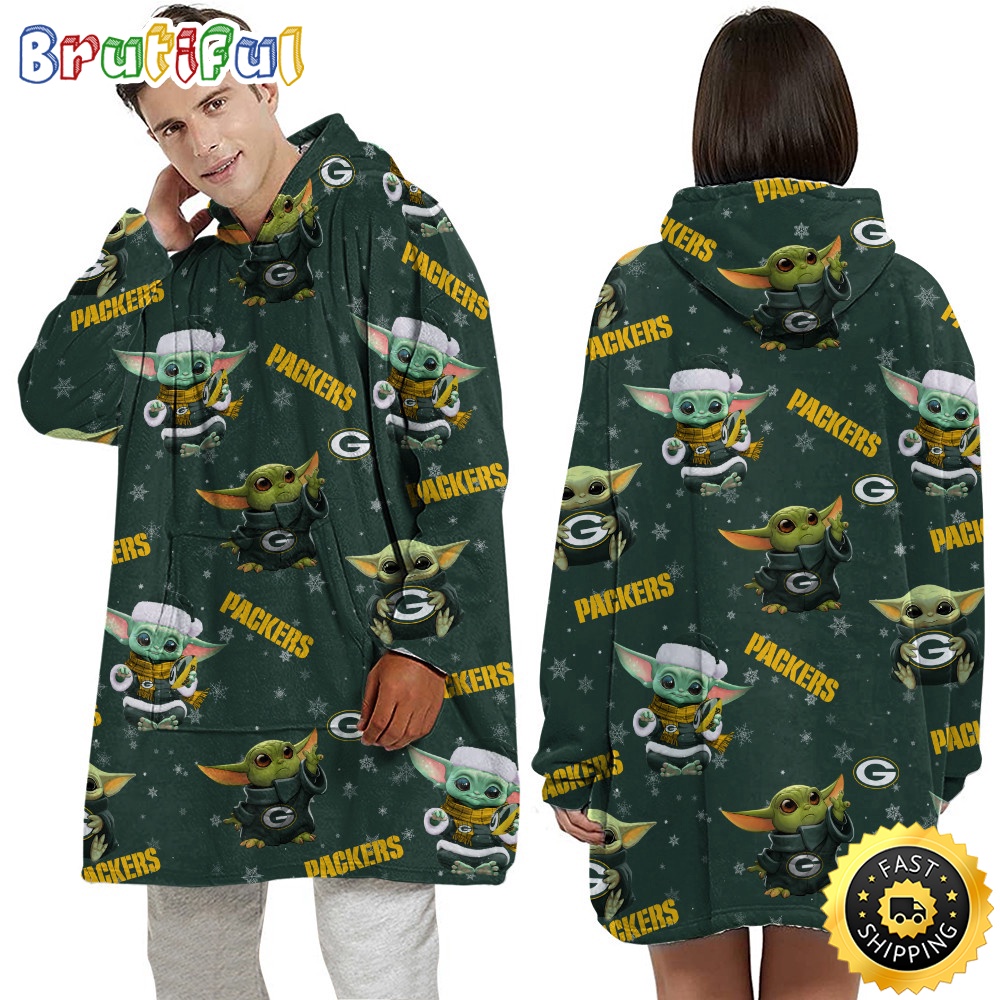 Sportswearmerch Green Bay Packers NFL Baby Yoda Personalized Blaket Hoodie For Fan