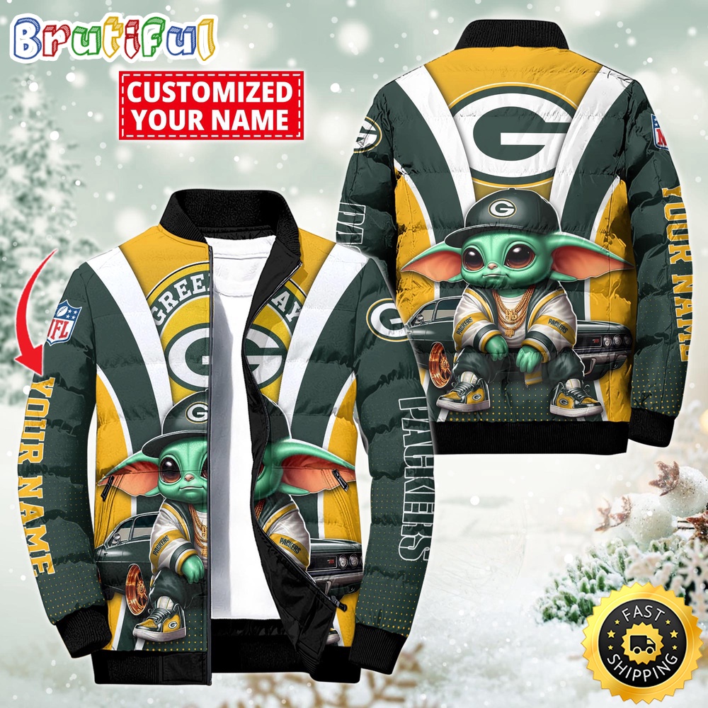 Sportswearmerch Green Bay Packers NFL Baby Yoda Puffer Jacket For Fan