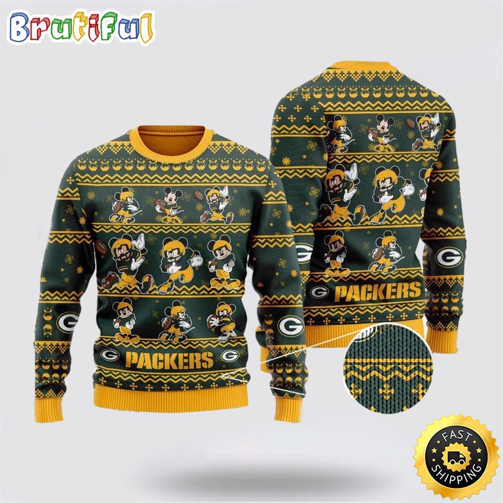 Sportswearmerch Green Bay Packers NFL Captain Mickey Mouse Christmas Sweater For Fan