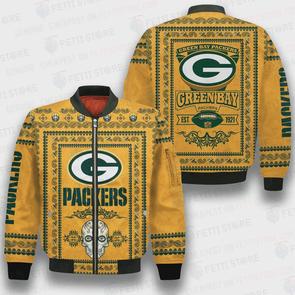 Sportswearmerch Green Bay Packers NFL Classic Pattern Bomber Jacket For Fan