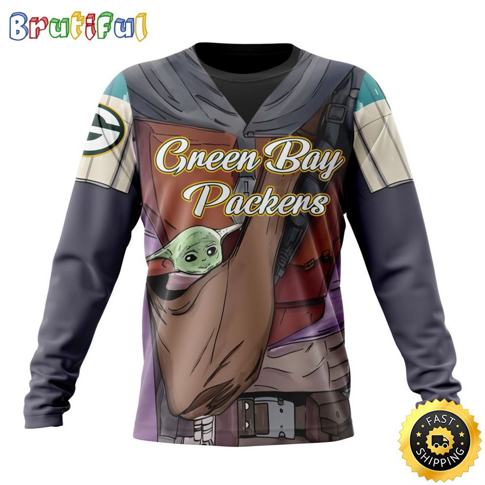Sportswearmerch Green Bay Packers NFL Crewneck Mandalorian And Baby Yoda Personalized Sweater For Fan