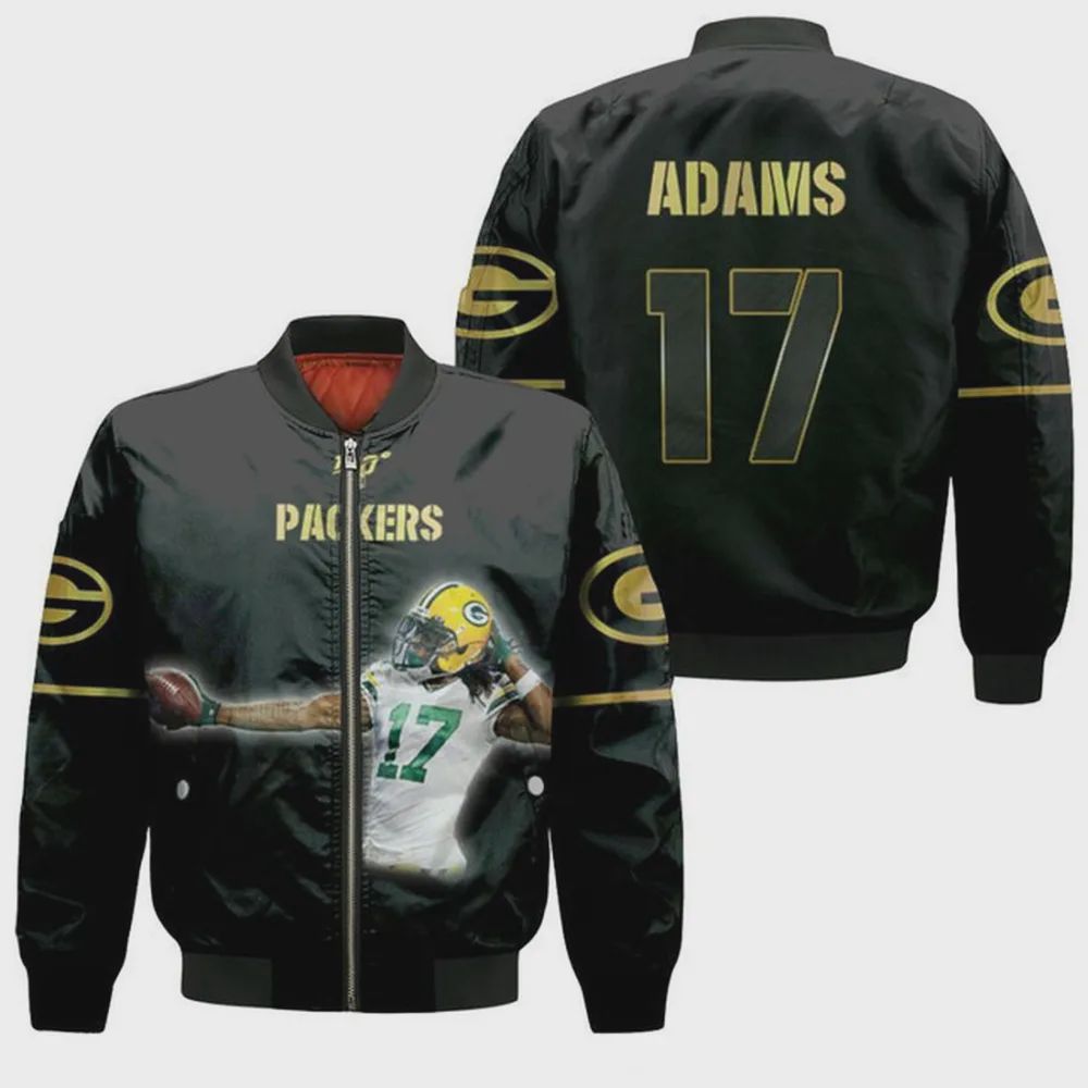 Sportswearmerch Green Bay Packers NFL Davante Adams Pattern Bomber Jacket For Fan