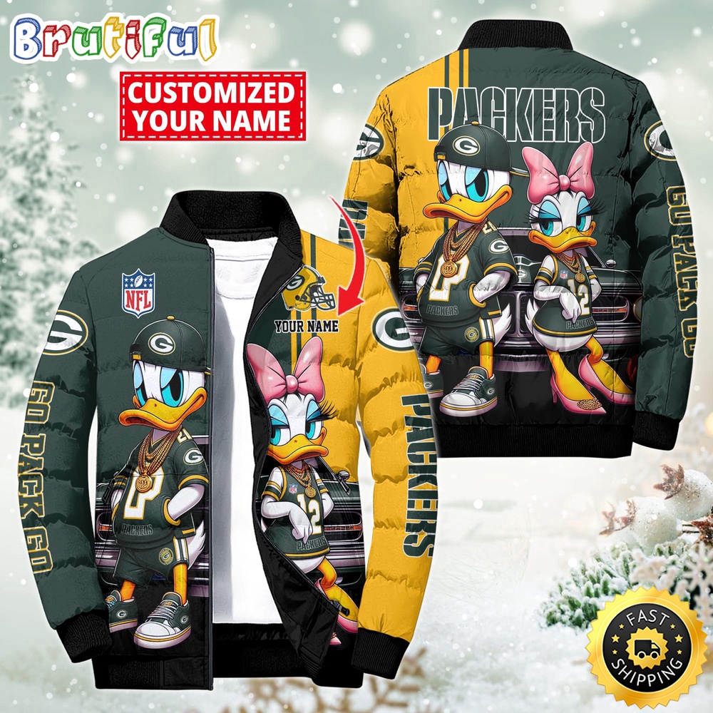 Sportswearmerch Green Bay Packers NFL Donald Duck Puffer Jacket For Fan
