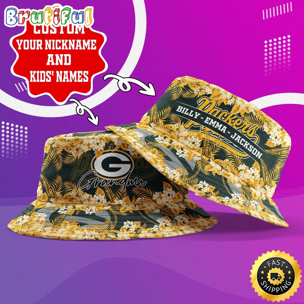 Sportswearmerch Green Bay Packers NFL Floral Pattern Personalized Bucket Hat For Fan