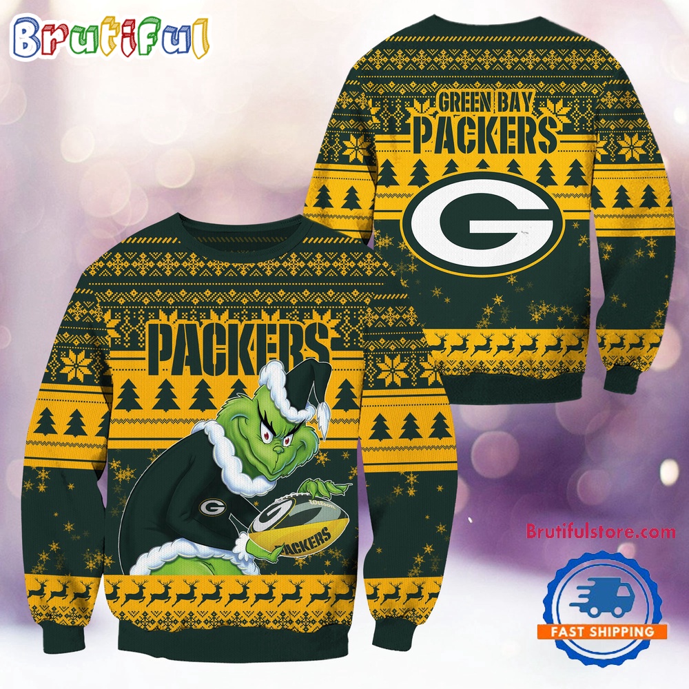 Sportswearmerch Green Bay Packers NFL Football Grinch Christmas Sweater For Fan