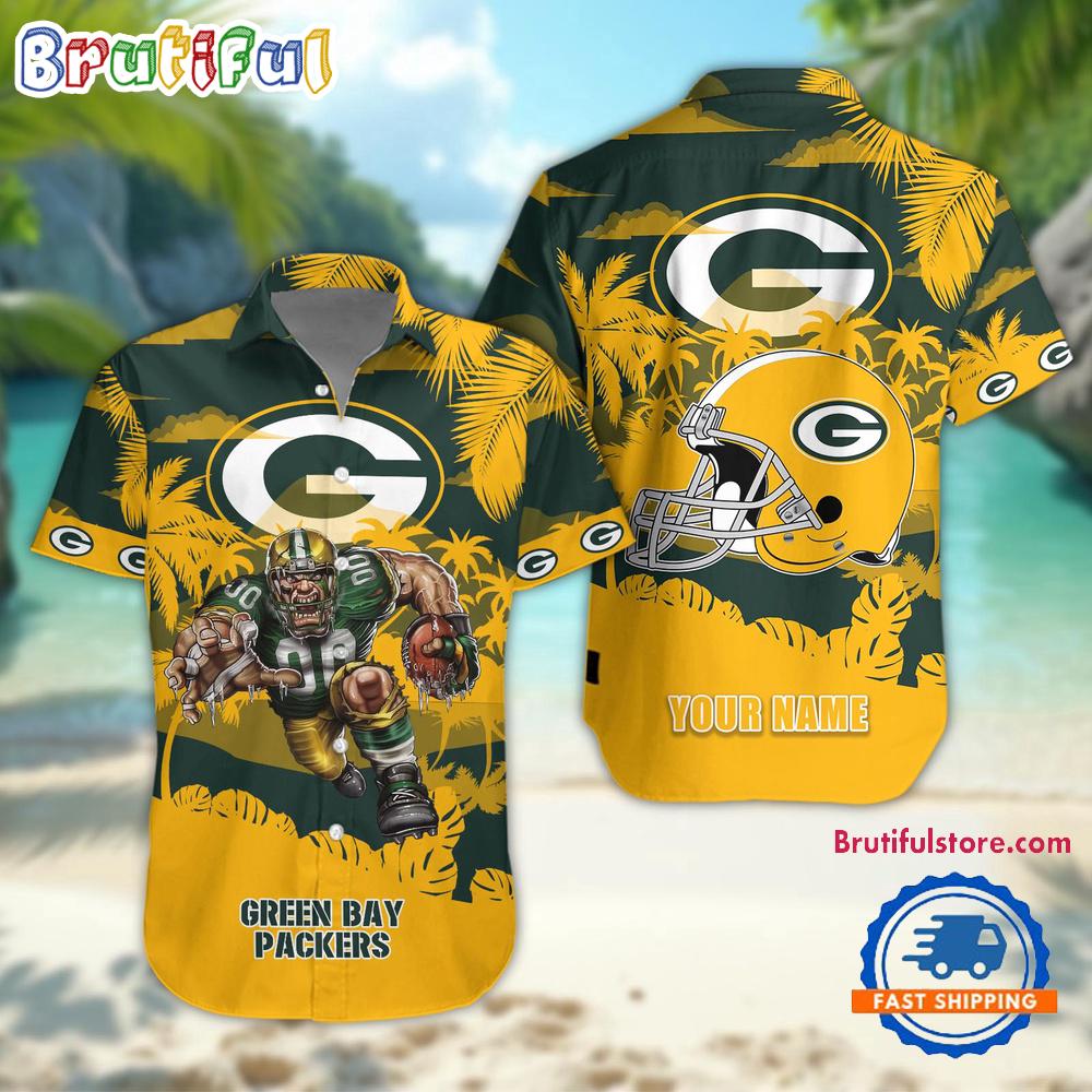 Sportswearmerch Green Bay Packers NFL Football Mascot Summer Personalized Hawaiian Shirt For Fan