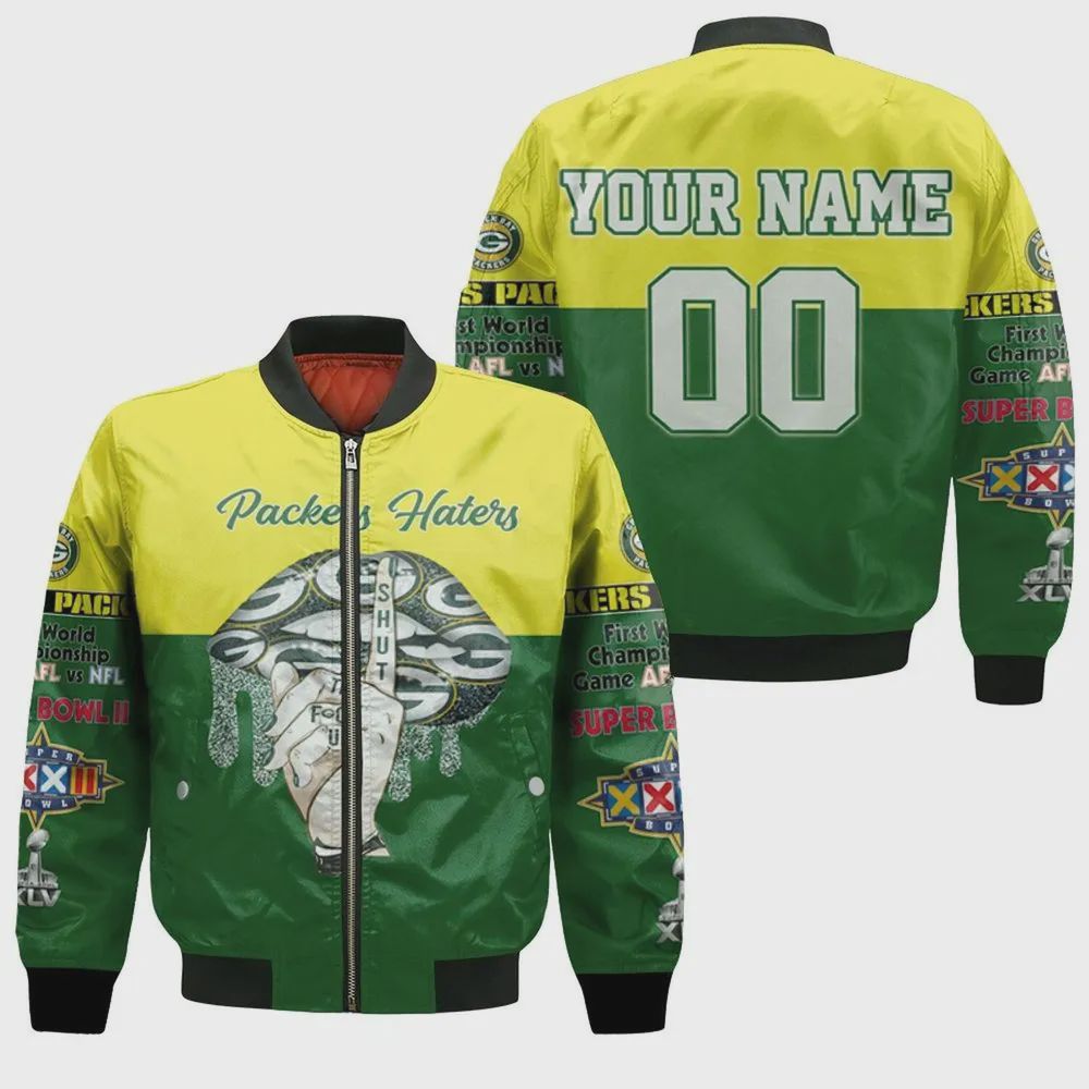 Sportswearmerch Green Bay Packers NFL Hatter Shut Pattern Bomber Jacket For Fan