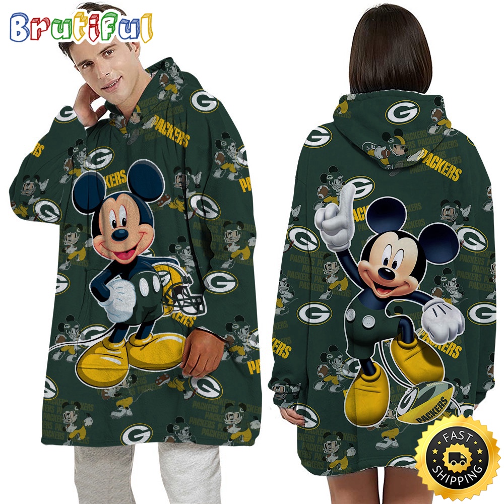 Sportswearmerch Green Bay Packers NFL Mouse Lover Personalized Blaket Hoodie For Fan