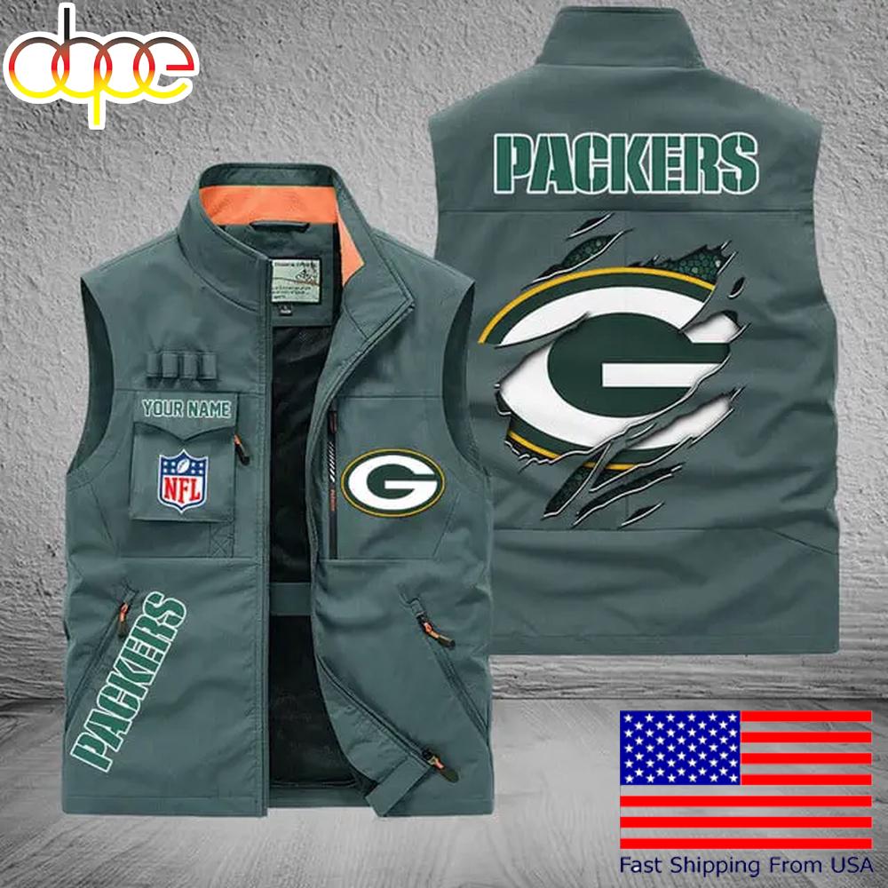 Sportswearmerch Green Bay Packers NFL On Back Personalized Pocket Vest For Fan