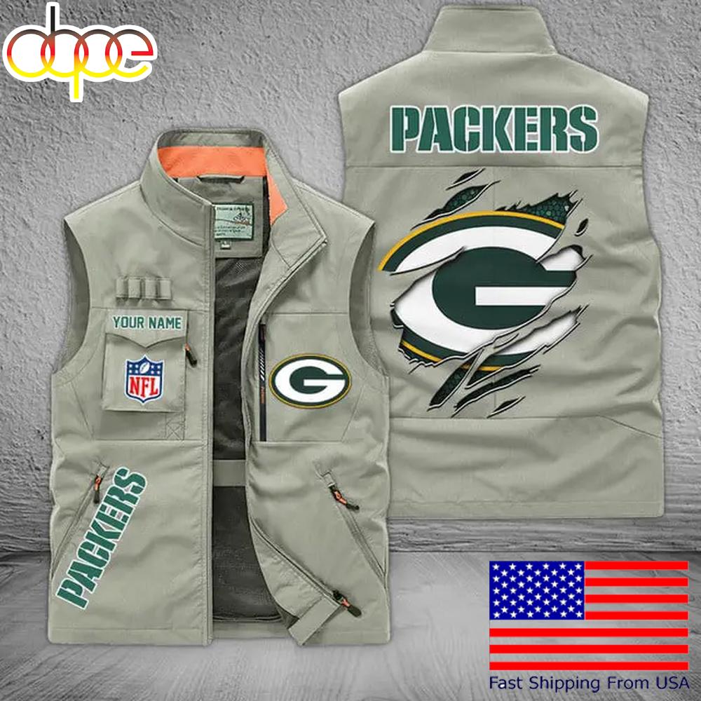 Sportswearmerch Green Bay Packers NFL On Back Personalized Pocket Vest For Fan