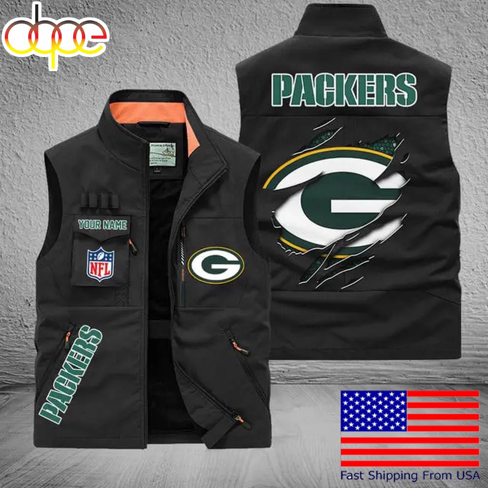 Sportswearmerch Green Bay Packers NFL On Back Personalized Pocket Vest For Fan