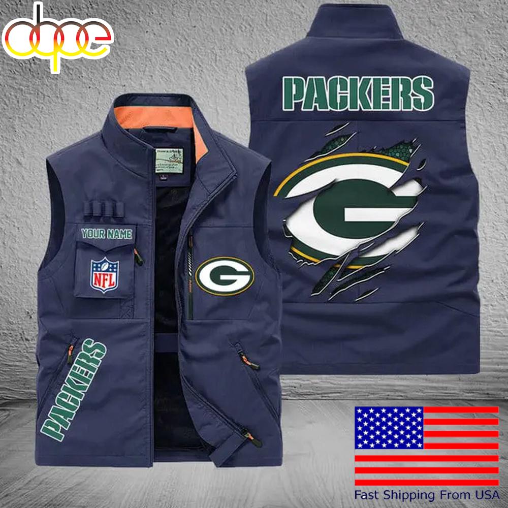 Sportswearmerch Green Bay Packers NFL On Back Personalized Pocket Vest For Fan