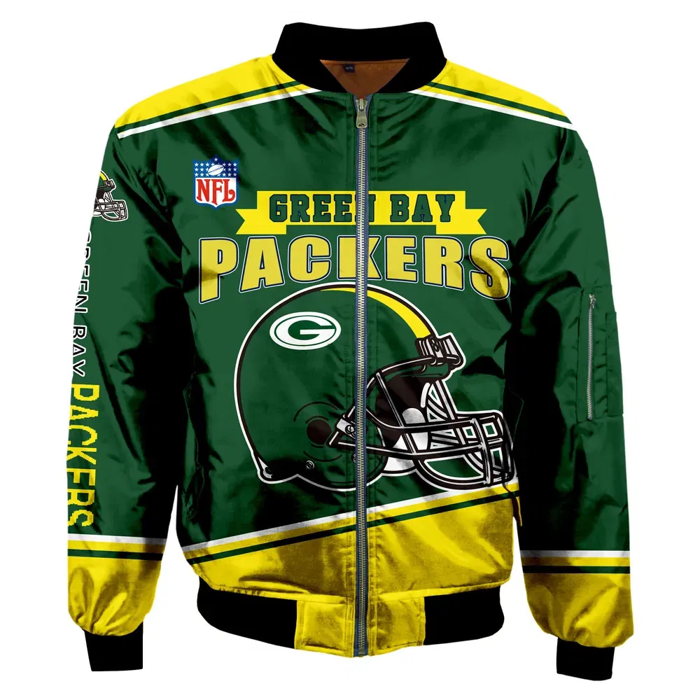 Sportswearmerch Green Bay Packers NFL Pattern Bomber Jacket For Fan