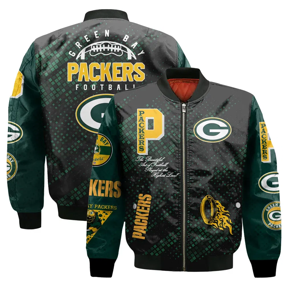Sportswearmerch Green Bay Packers NFL Pattern Bomber Jacket For Fan