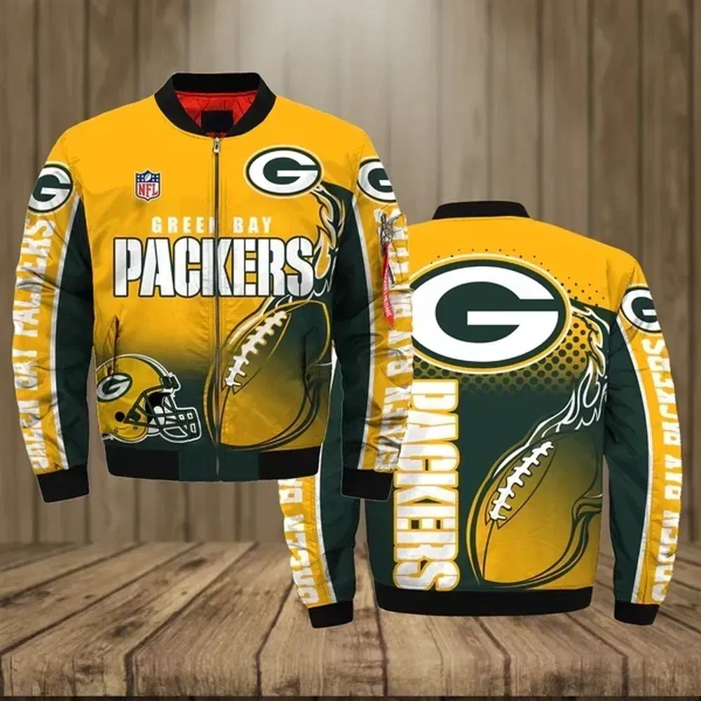 Sportswearmerch Green Bay Packers NFL Pattern Bomber Jacket For Fan