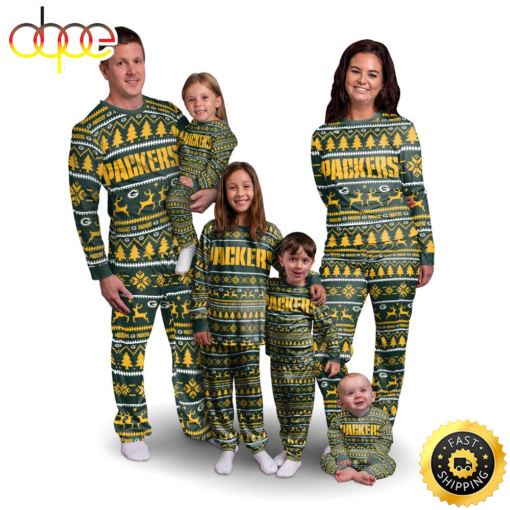 Sportswearmerch Green Bay Packers NFL Personalized Pajamas Family For Fan