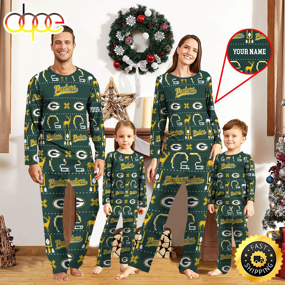 Sportswearmerch Green Bay Packers NFL Personalized Pajamas Family For Fan