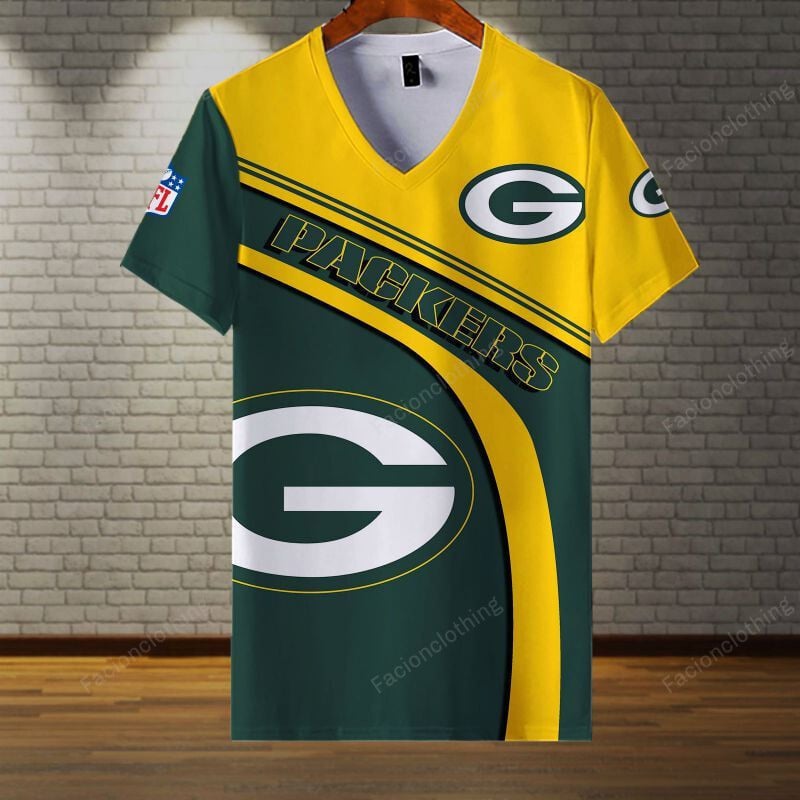 Sportswearmerch Green Bay Packers NFL Personalized V-neck Women T-shirt For Fan