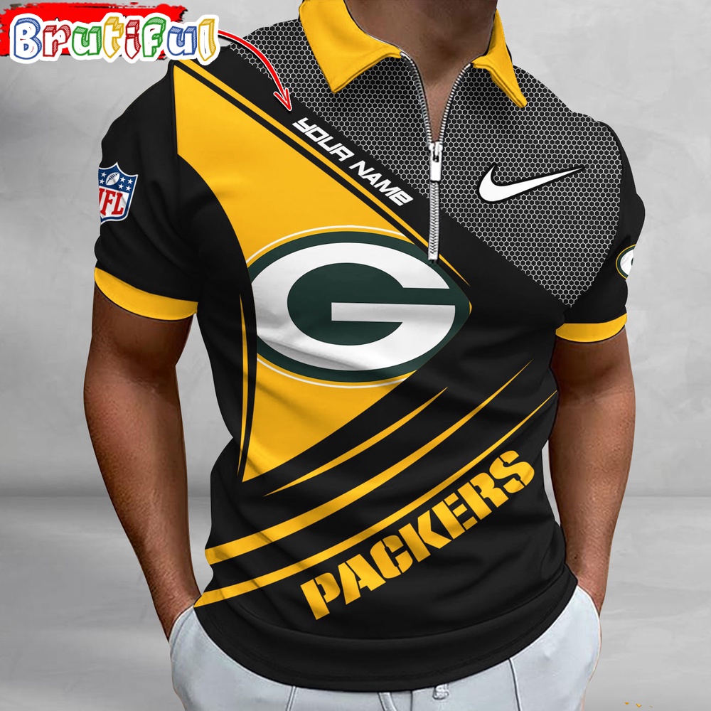 Sportswearmerch Green Bay Packers NFL Personalized Zip Polo Shirt For Fan
