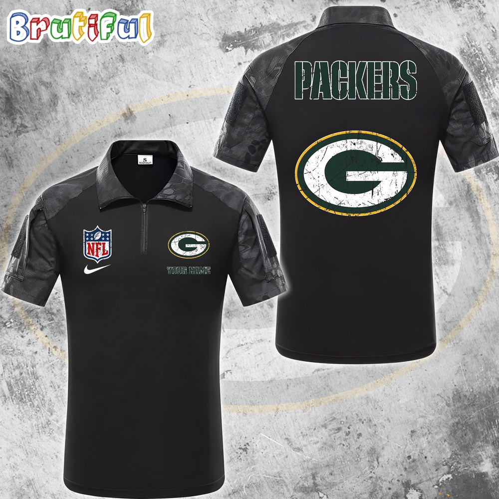 Sportswearmerch Green Bay Packers NFL Personalized Zip Polo Shirt For Fan