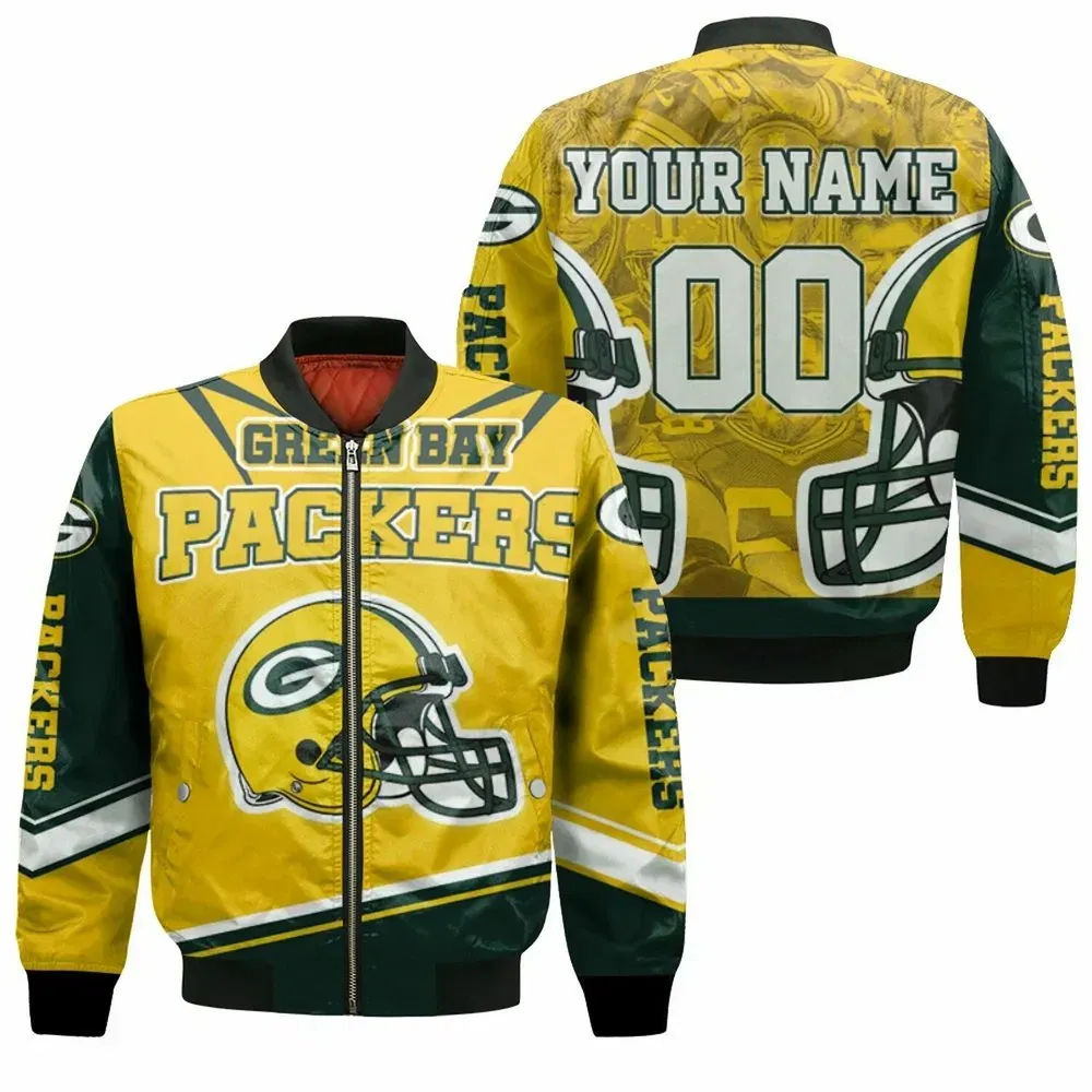 Sportswearmerch Green Bay Packers NFL & Players Pattern Bomber Jacket For Fan