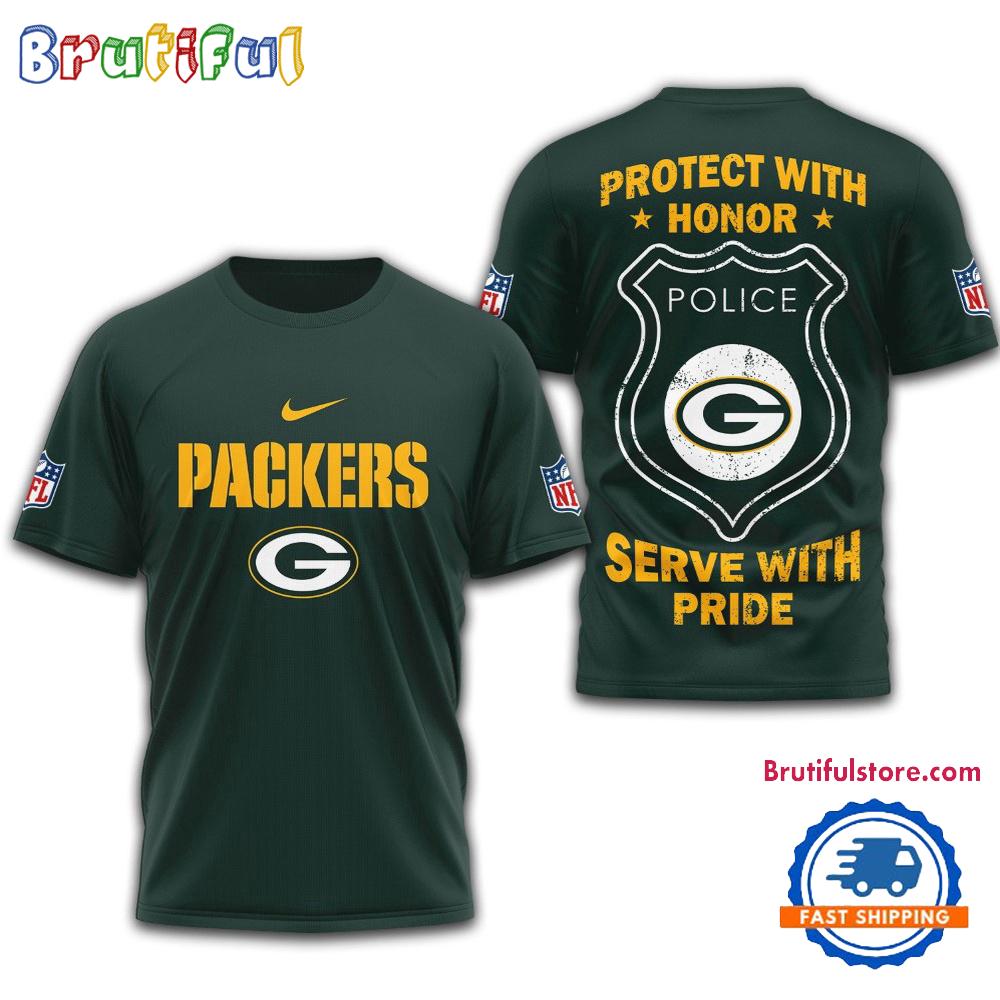 Sportswearmerch Green Bay Packers NFL Protech With Honor Police Serve T-Shirt For Fan
