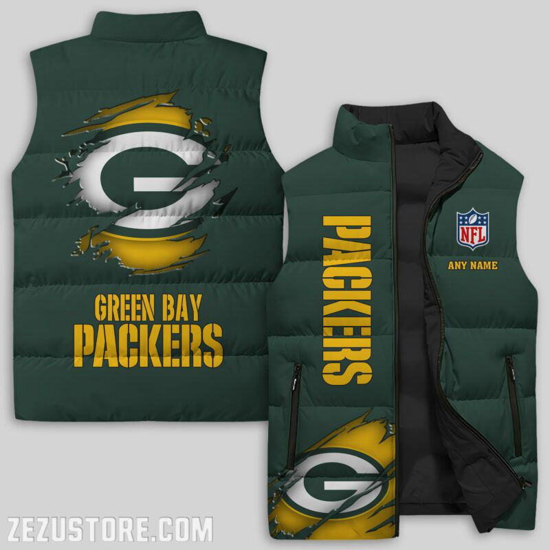 Sportswearmerch Green Bay Packers NFL Sleeveless Puffer Jacket For Fans