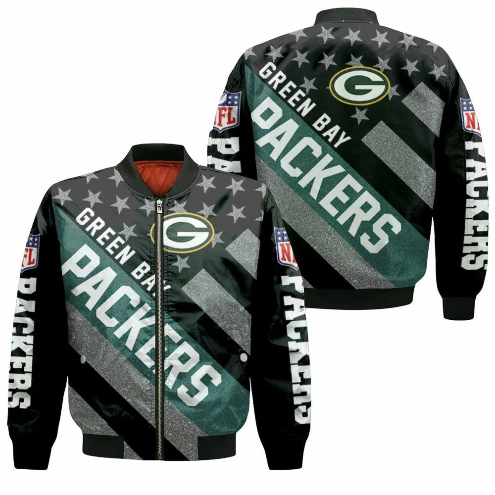 Sportswearmerch Green Bay Packers NFL Star Pattern Bomber Jacket For Fan