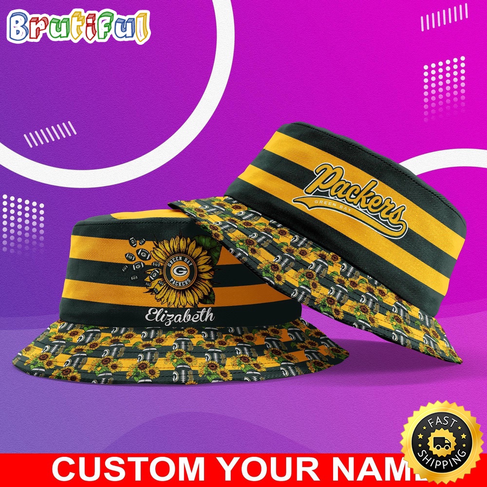 Sportswearmerch Green Bay Packers NFL Sunflower Personalized Bucket Hat For Fan