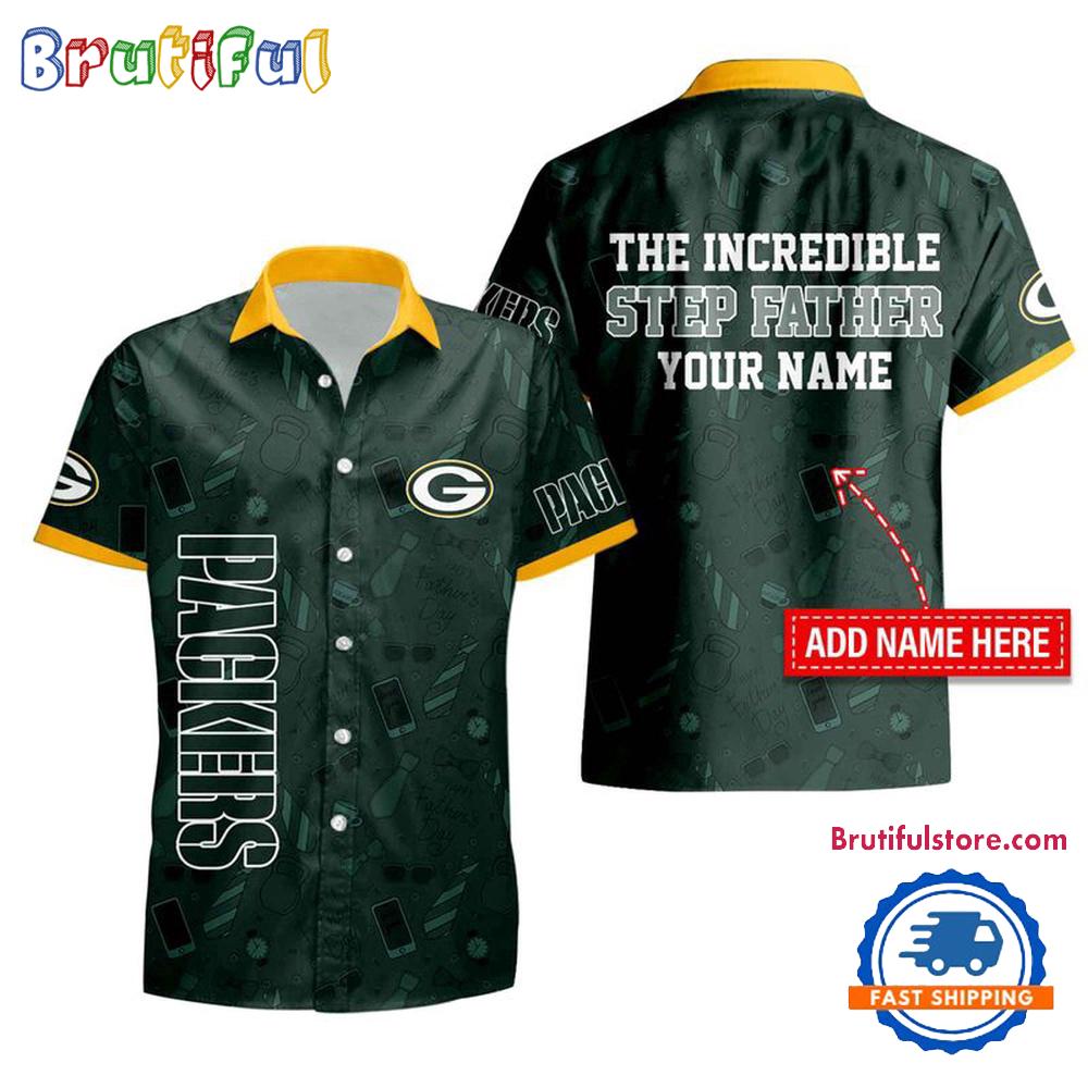 Sportswearmerch Green Bay Packers NFL The Increadible Step Father's Day Personalized Hawaiian Shirt For Fan