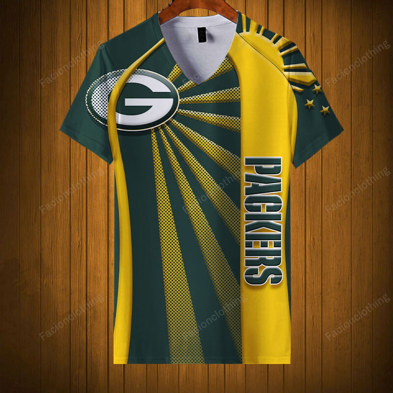 Sportswearmerch Green Bay Packers NFL V-neck Women T-shirt Personalized For Fan