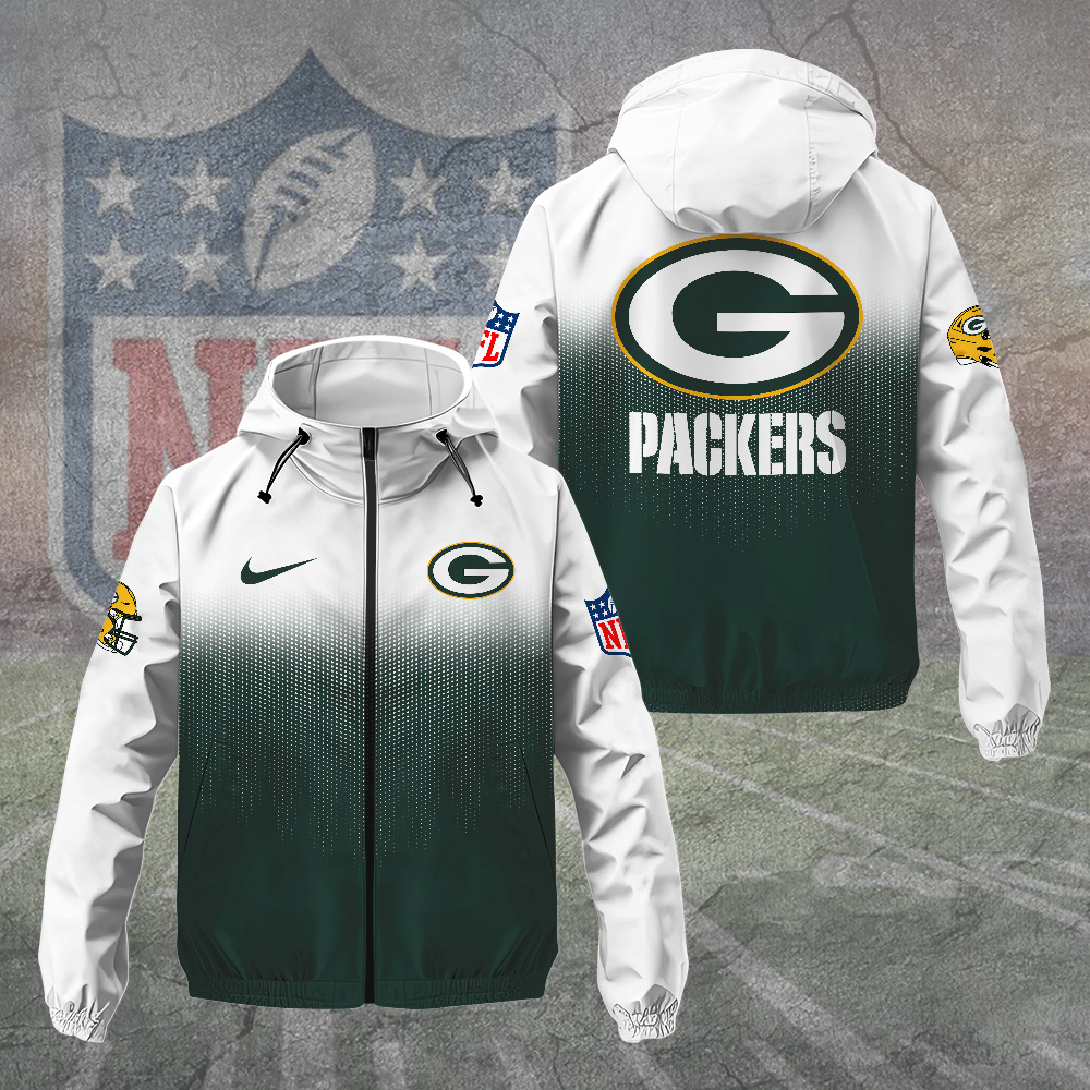 Sportswearmerch Green Bay Packers NFL Windbreaker Jacket For Fan