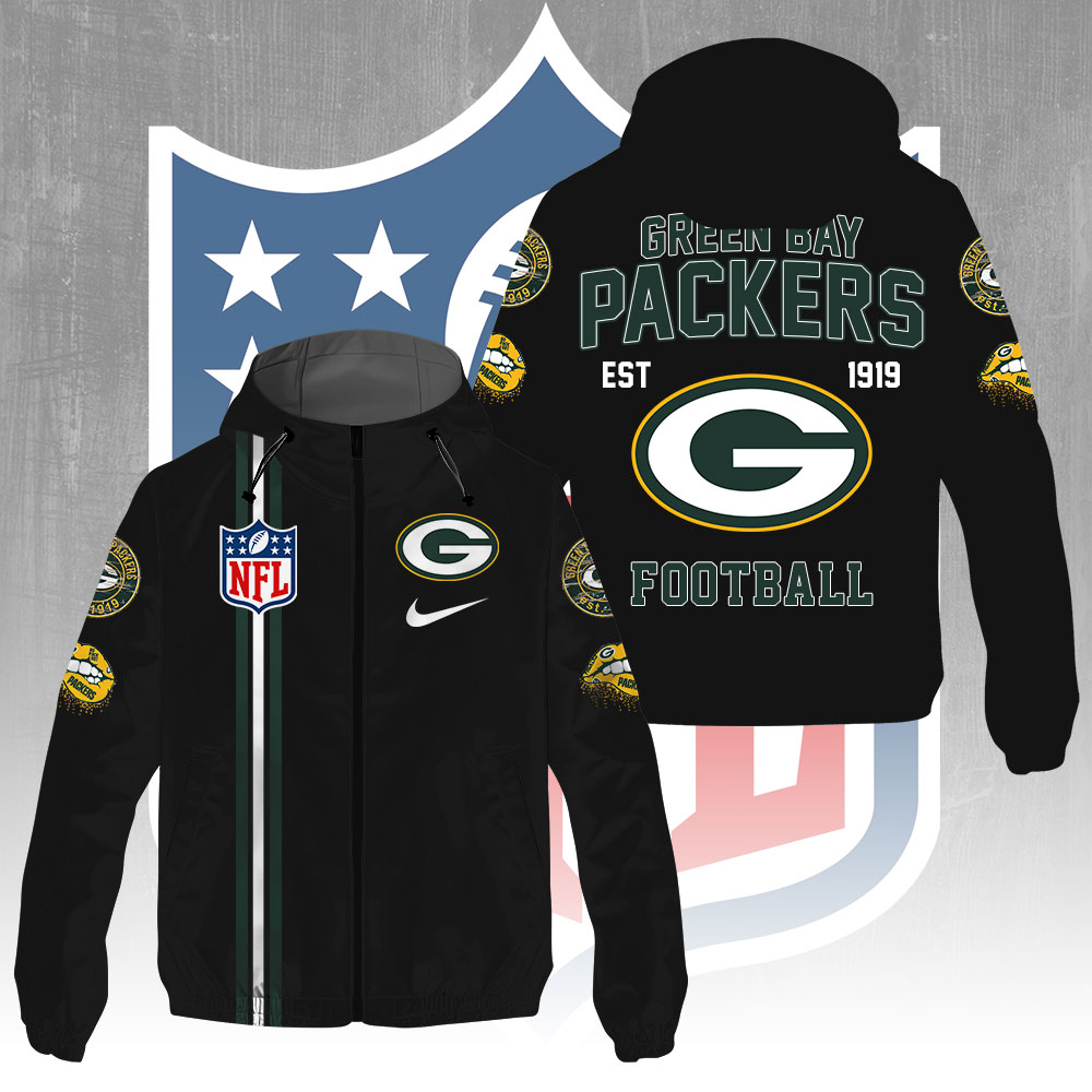 Sportswearmerch Green Bay Packers NFL Windbreaker Jacket For Fan